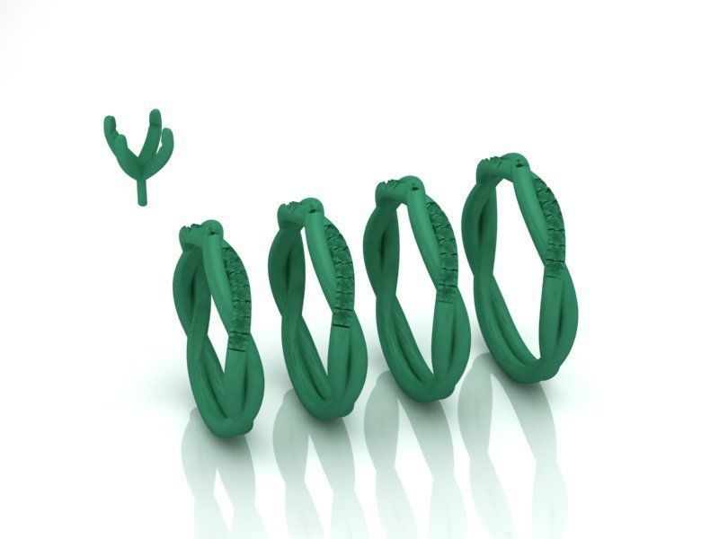 Gorgeous rope style twisted engagement ring 5mm stone 3dmodel  3D print model_3