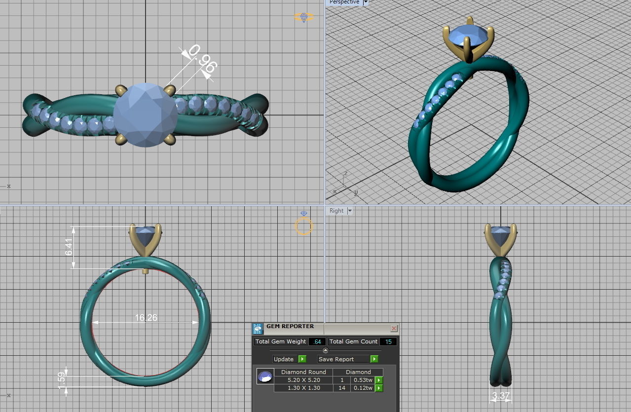 Gorgeous rope style twisted engagement ring 5mm stone 3dmodel  3D print model_2