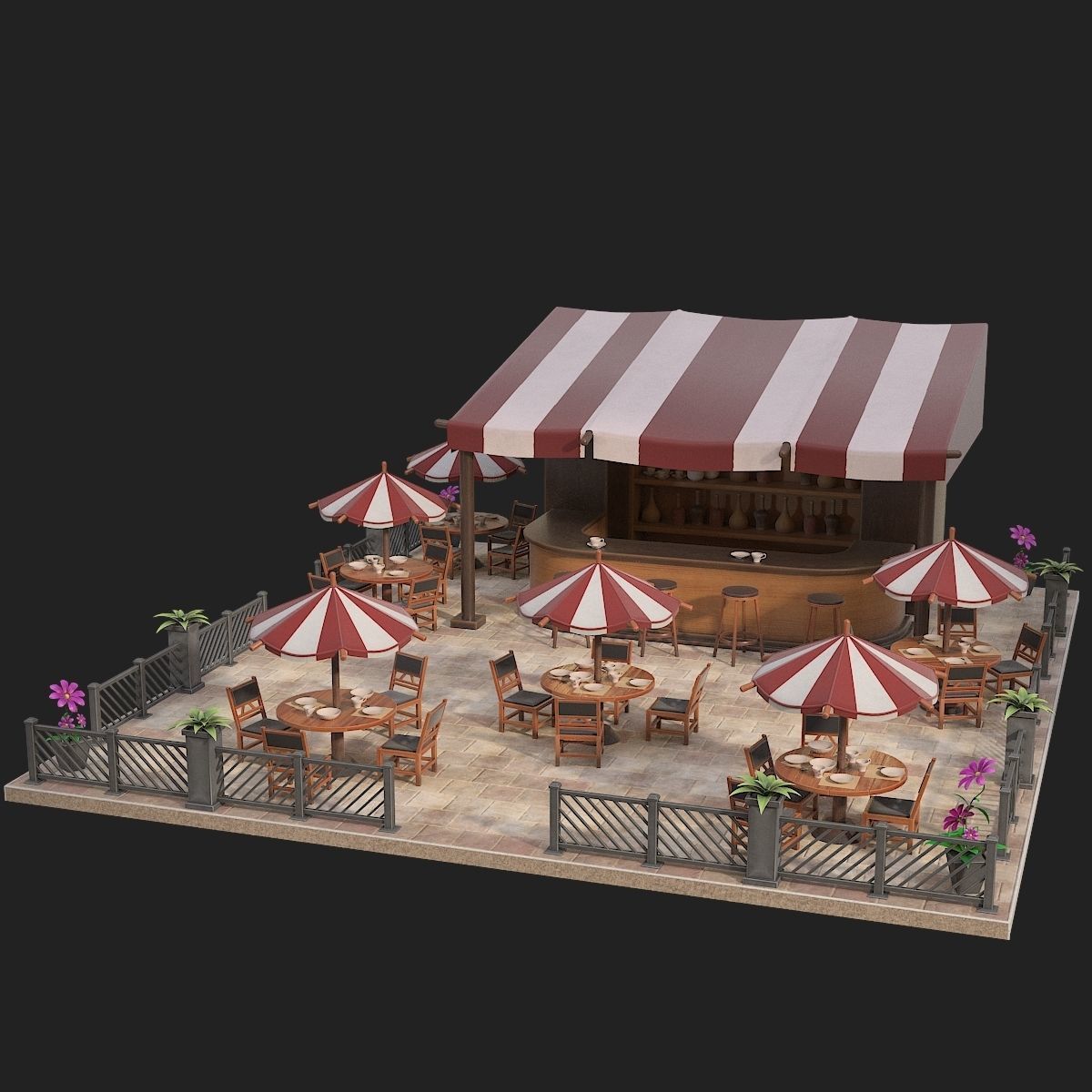 Cafe or bar 3D model_1
