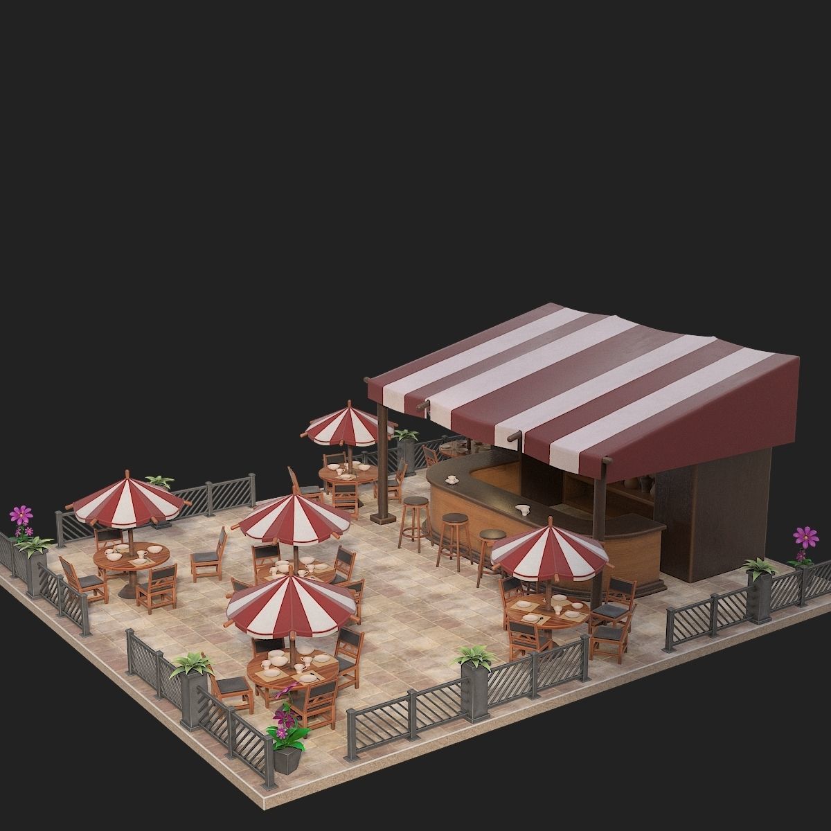 Cafe or bar 3D model_2