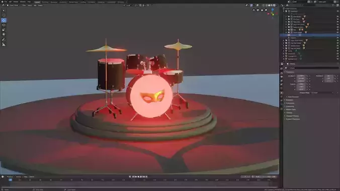 Drum Kit  Low-poly 3D model