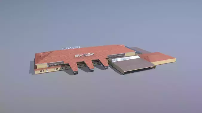 Airport Terminal URKK Terminal Domestic Low-poly 3D model