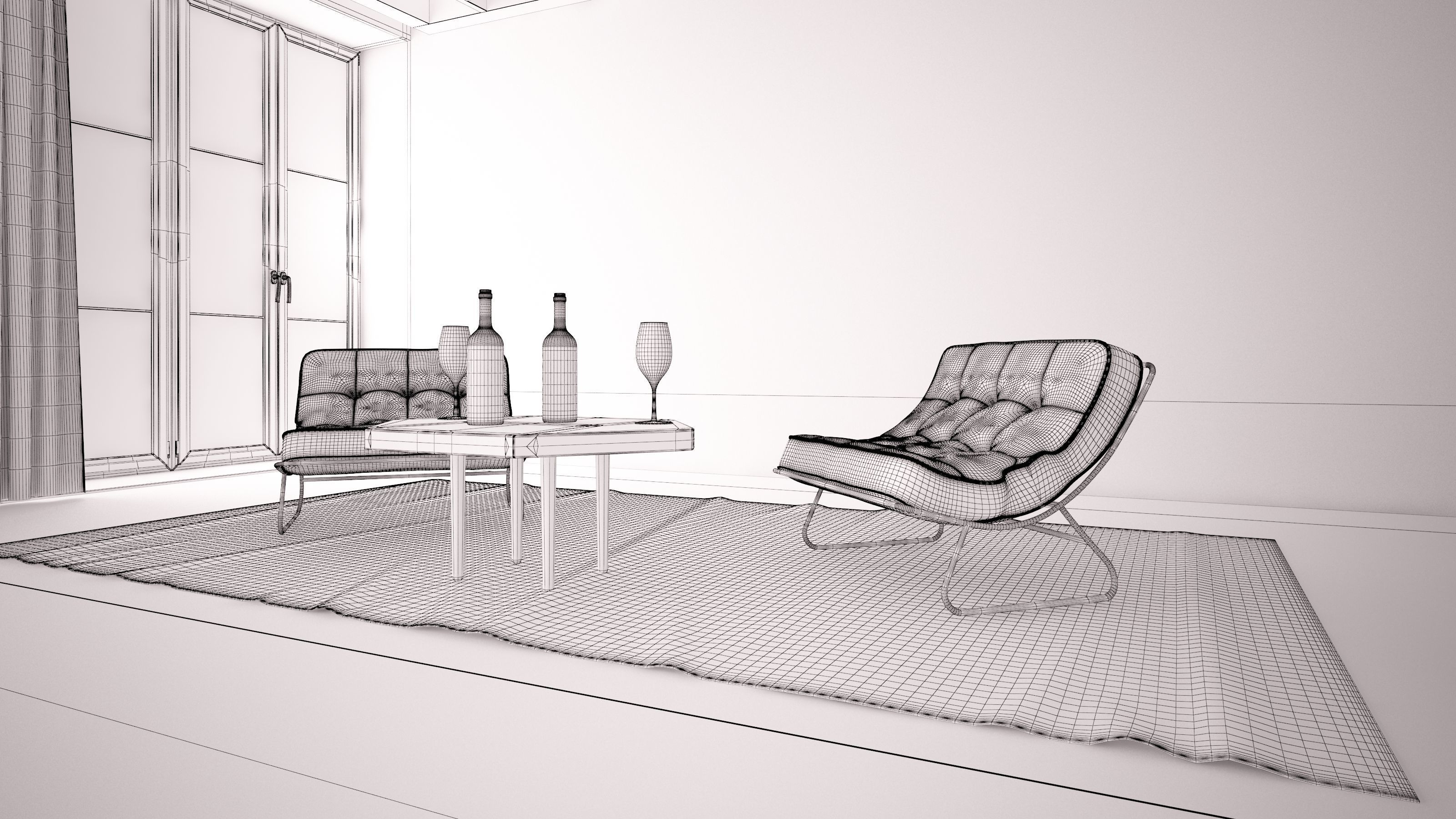 Armchairs - Waiting and Relaxing area 04 3D model_3