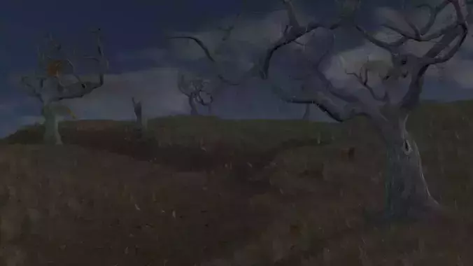 Low Poly Creepy Dead Tree Foliage Pack With PBR Materials