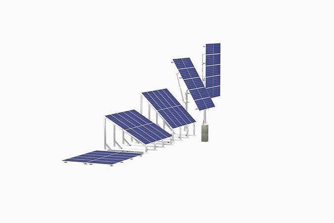 All-In-One Adjustable Mounted Solar Module Array 3D model