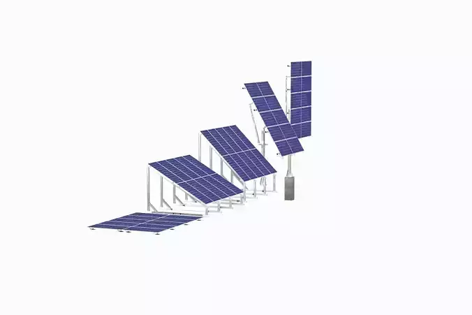 All-In-One Adjustable Mounted Solar Module Array 3D model
