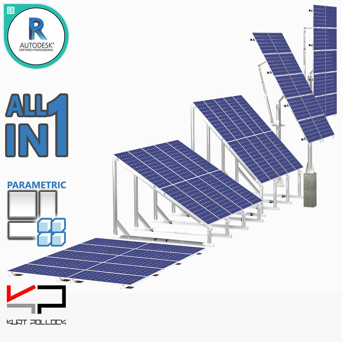 All-In-One Adjustable Mounted Solar Module Array 3D model_2