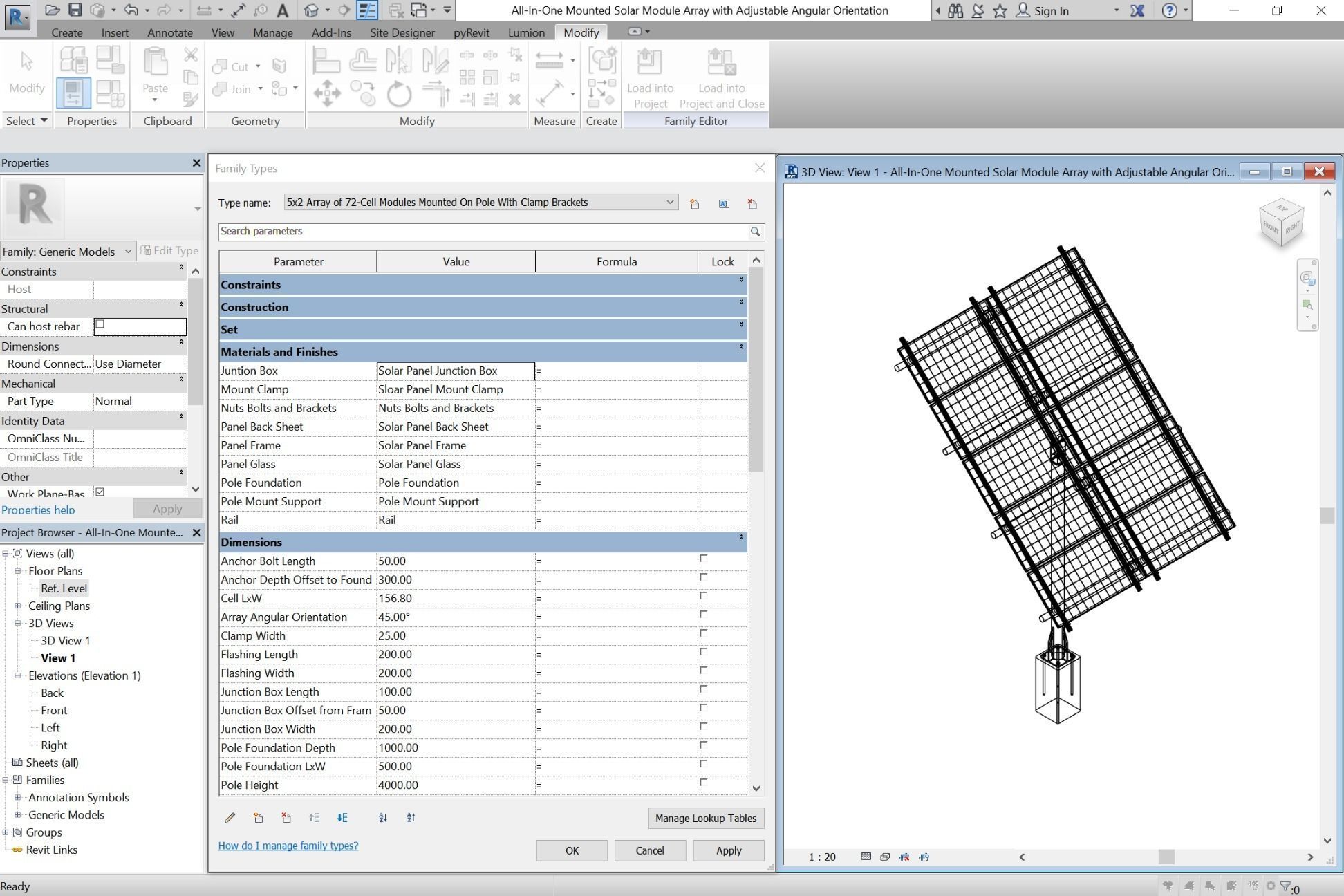 All-In-One Adjustable Mounted Solar Module Array 3D model_6