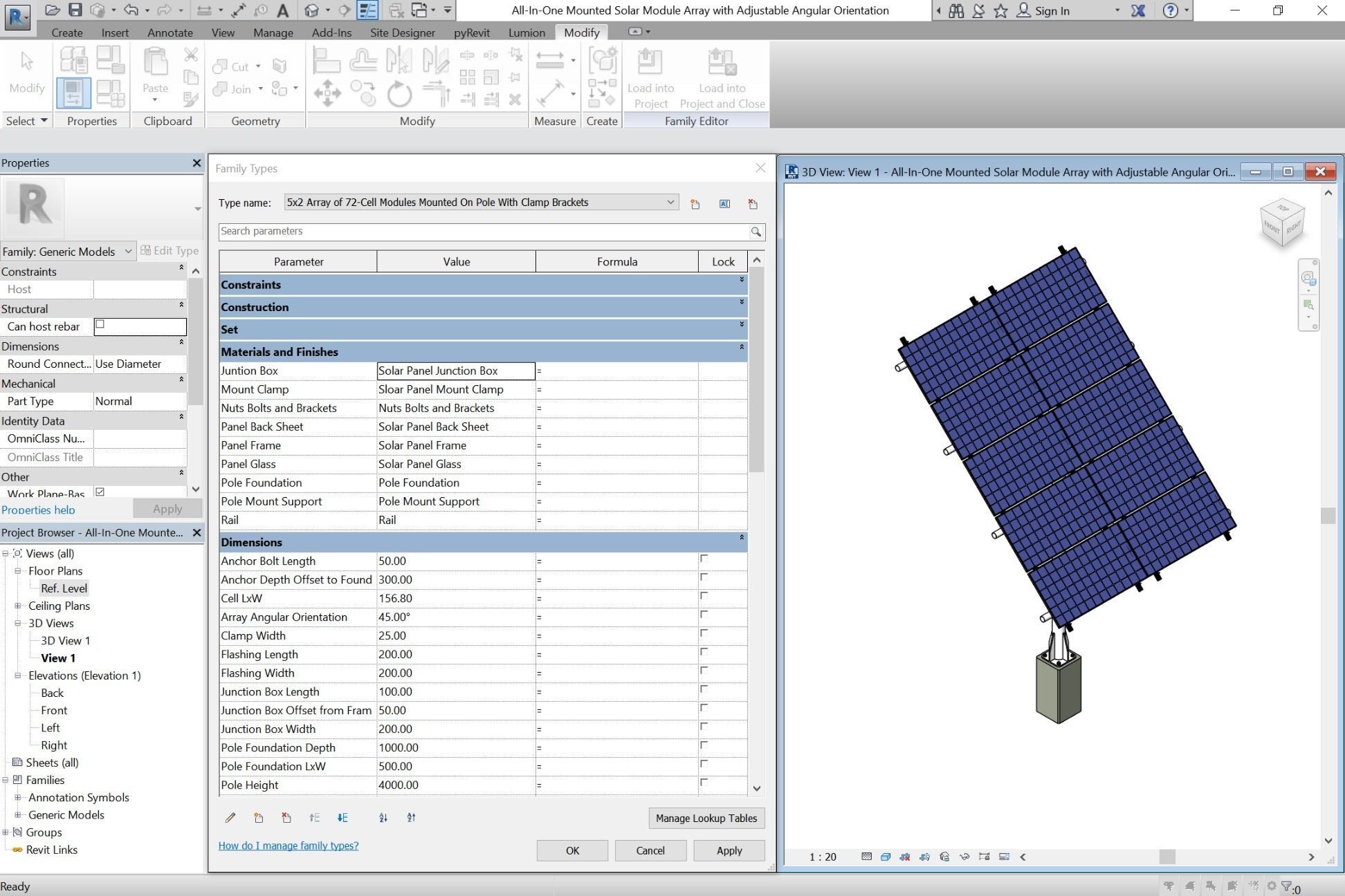 All-In-One Adjustable Mounted Solar Module Array 3D model_5