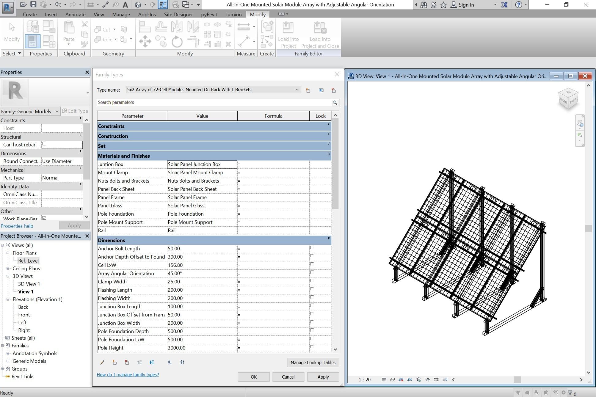 All-In-One Adjustable Mounted Solar Module Array 3D model_8