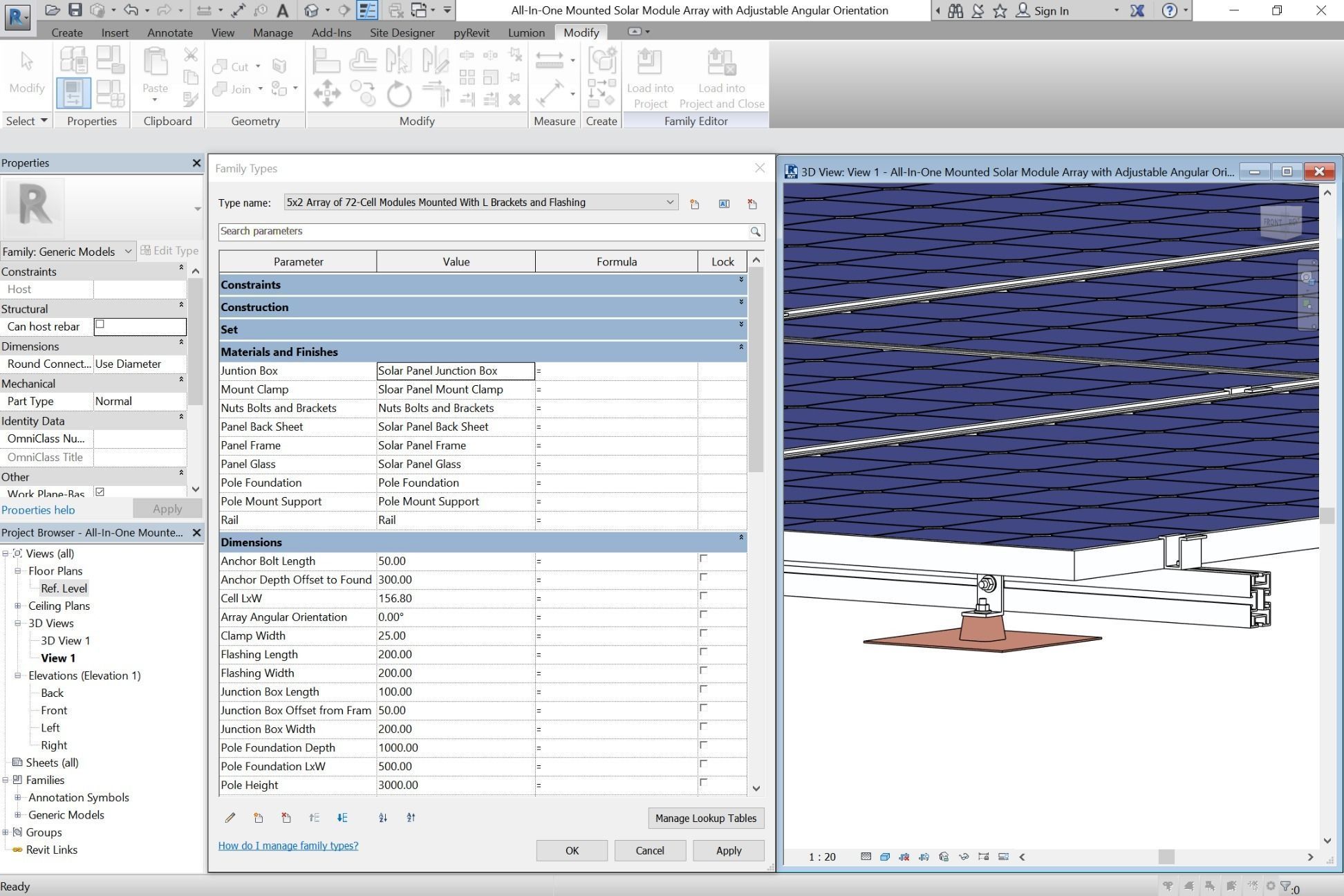 All-In-One Adjustable Mounted Solar Module Array 3D model_12