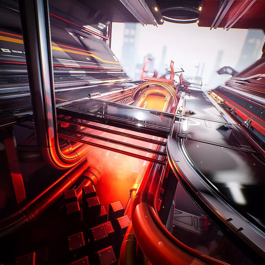 Sci-Fi City Hub Low-poly 3D model_0