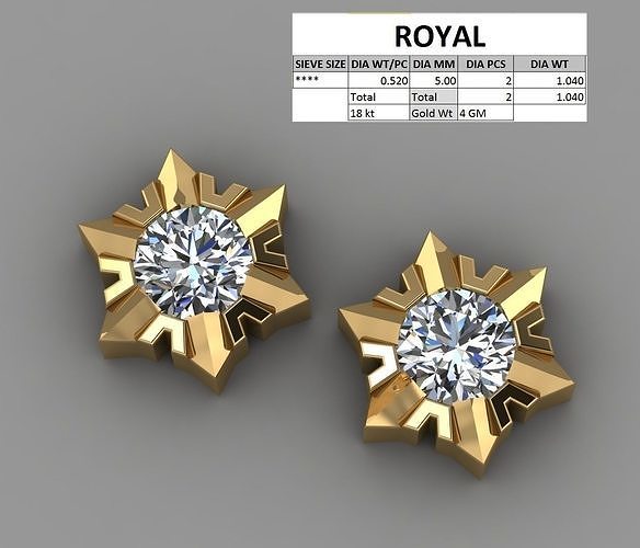 Star Diamond Solittaire Earing 3D print model