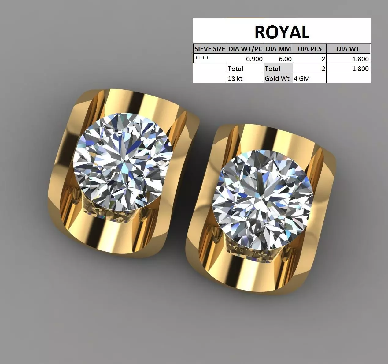 Diamond Solitaire earing  3D print model_0