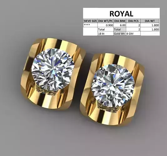 Diamond Solitaire earing  3D print model