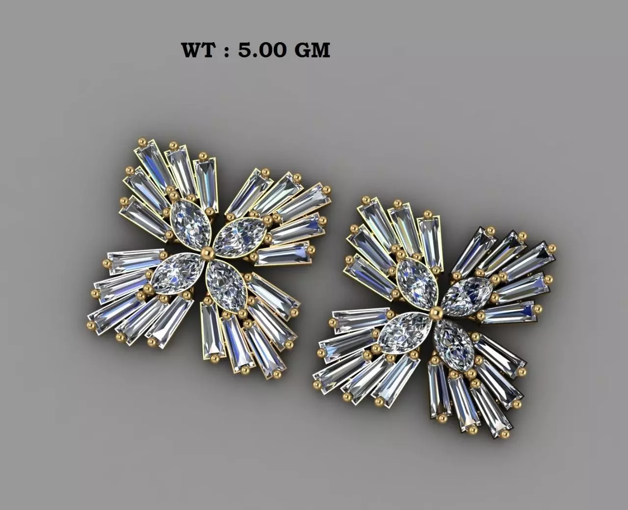taper marquise Diamond earing 3D print model