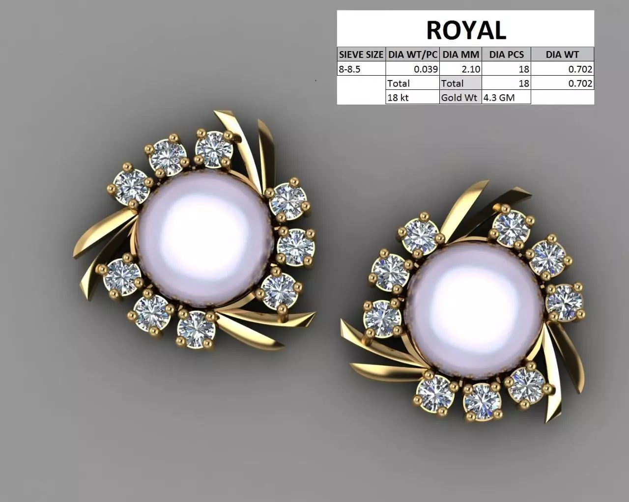Pearl Diamond earing 3D print model_0