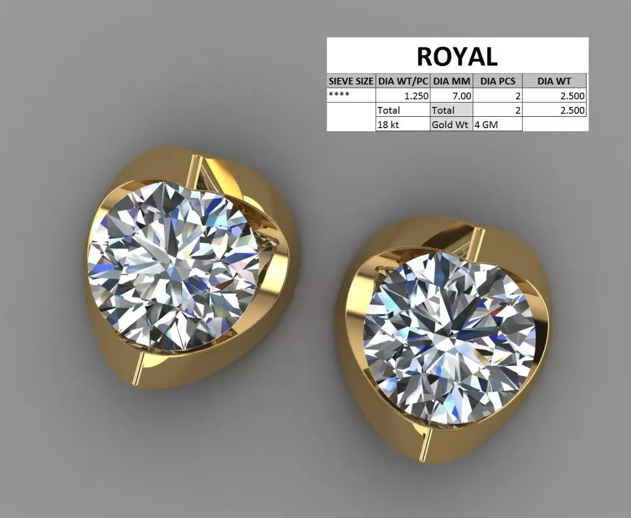 Elegant diamond solitaire earing 3D print model_0