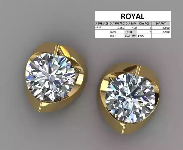 Elegant diamond solitaire earing 3D print model