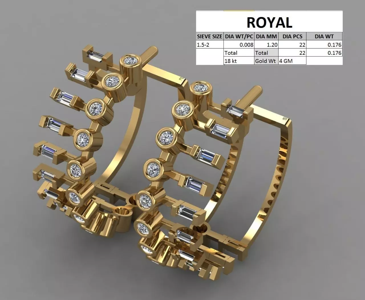 Diamond hanging Earing 3D print model