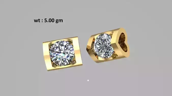 Solitaire Diamond Earings 3D print model