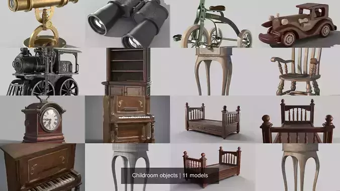 Childroom objects 3D Model Collection