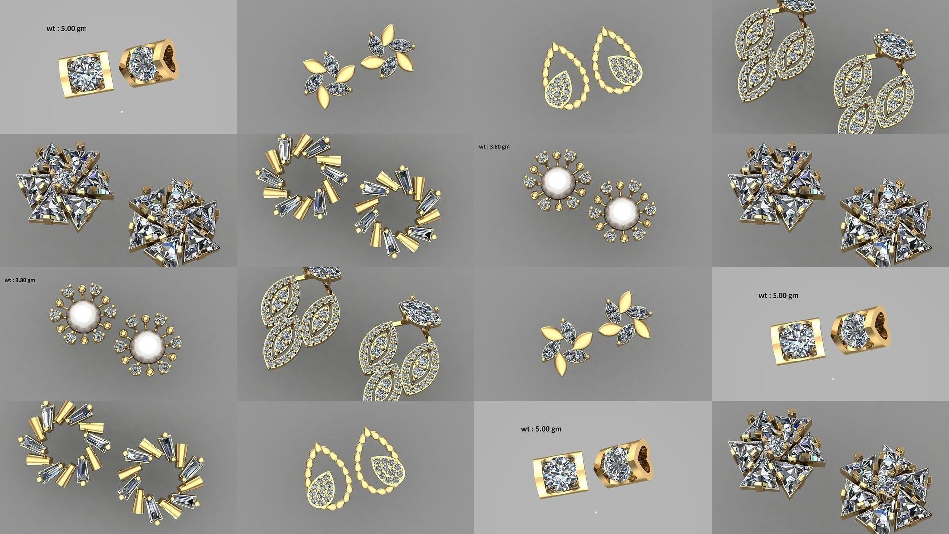 Collection Of elegant Earings Dimaond Pearl  _1