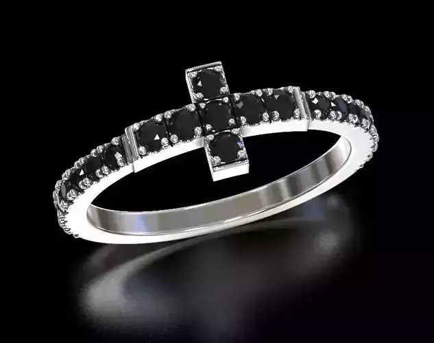 Ring with a cross in the stones 471