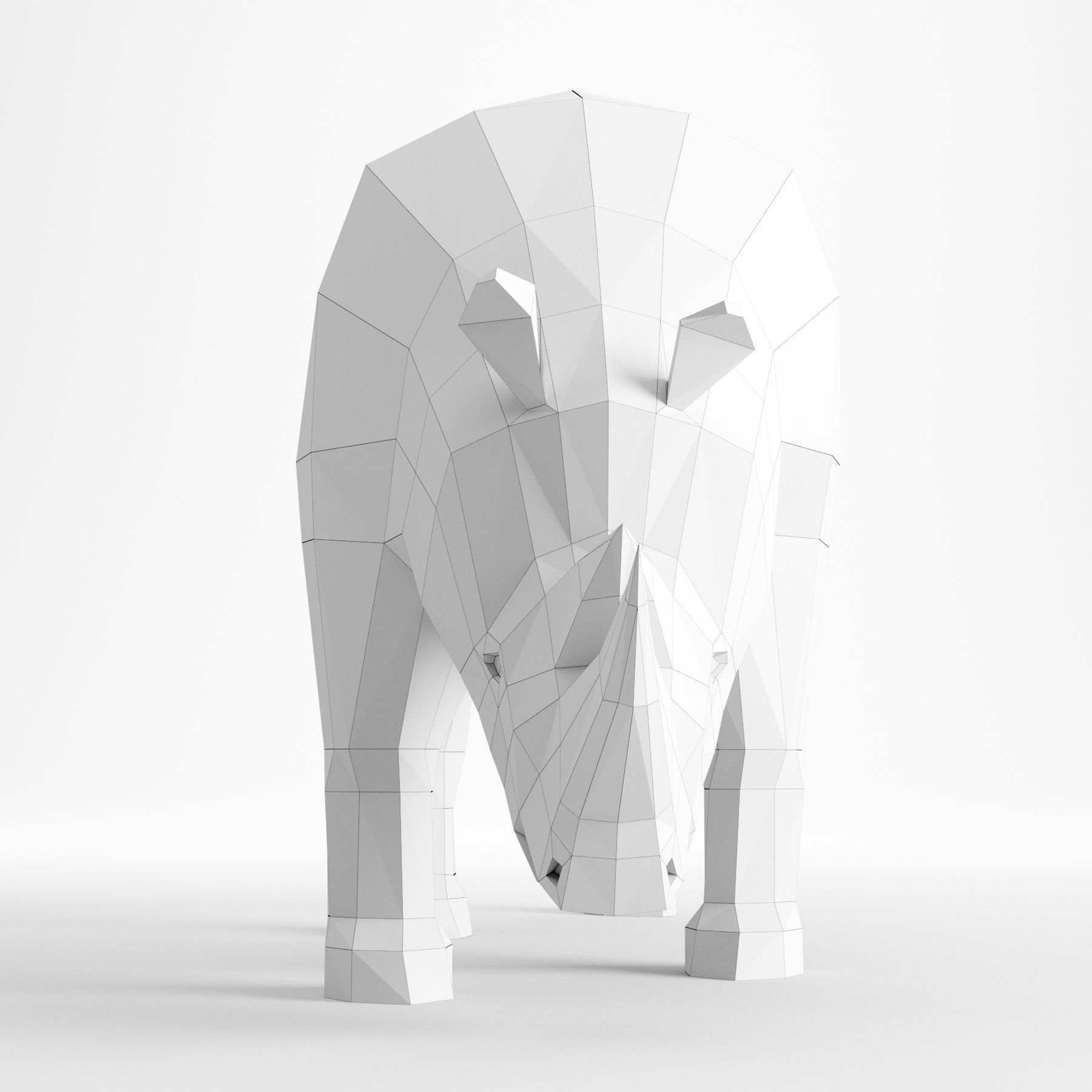 Rhinoceros low poly rhino made of wood 3D model_11