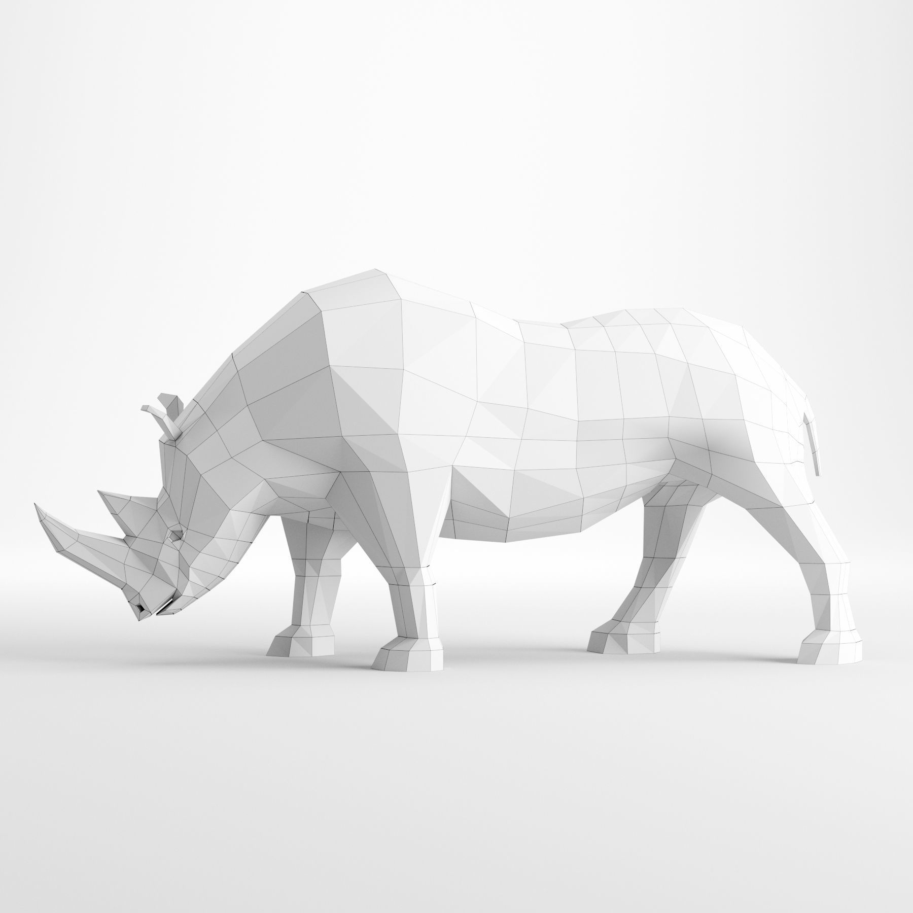 Rhinoceros low poly rhino made of wood 3D model_3