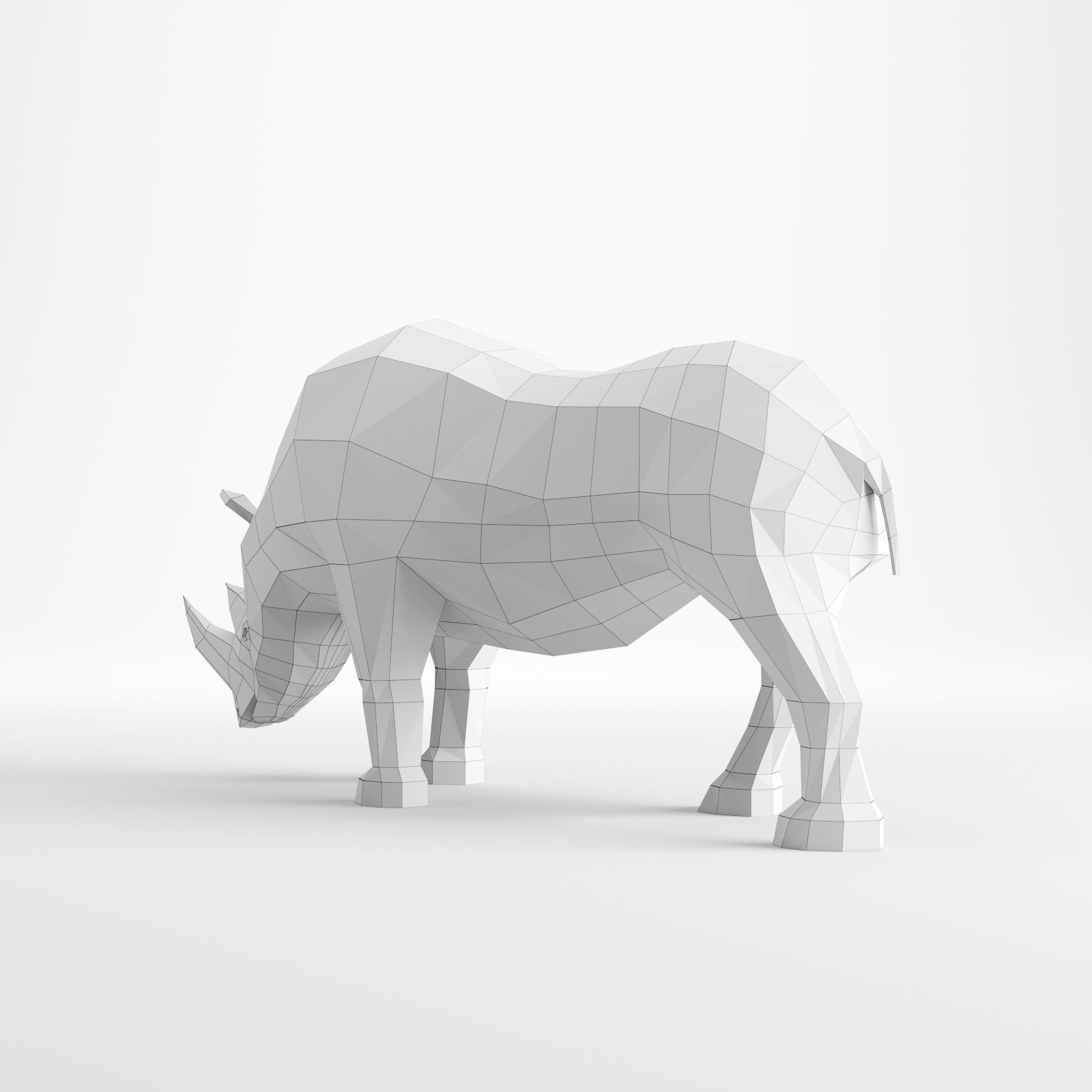 Rhinoceros low poly rhino made of wood 3D model_5