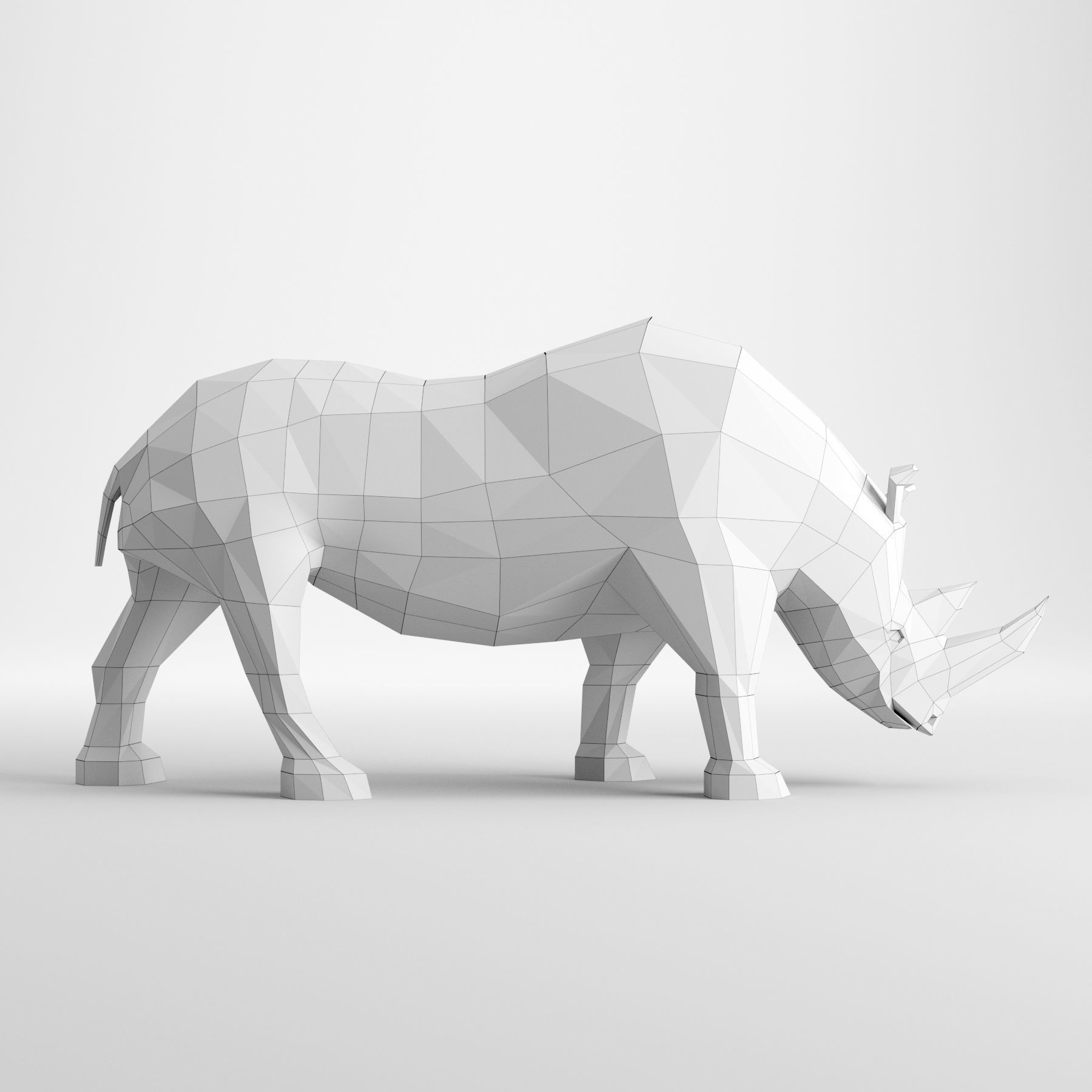 Rhinoceros low poly rhino made of wood 3D model_9