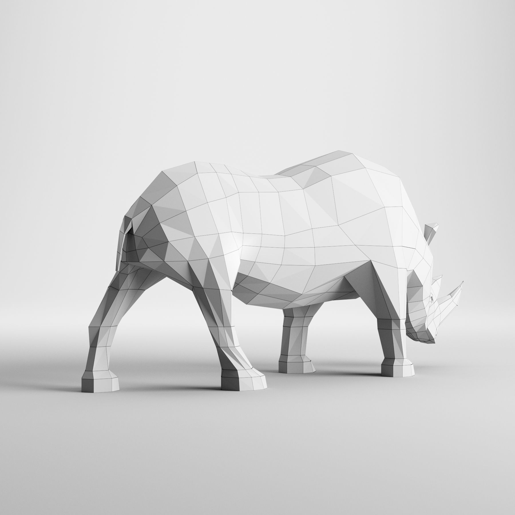 Rhinoceros low poly rhino made of wood 3D model_7