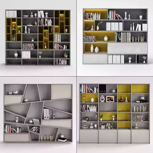 Cupboard collection four different bookshelves