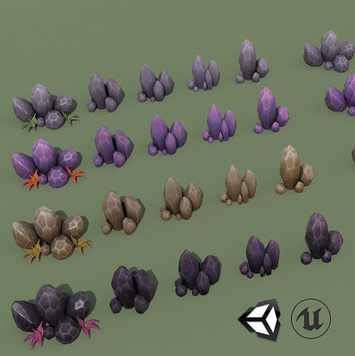 Rocks Pack 164 items Low-poly 3D model