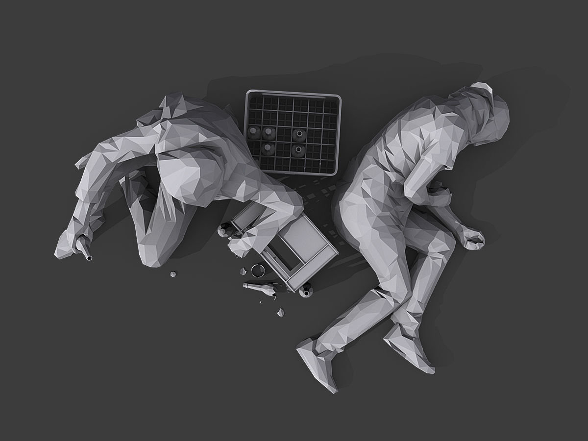Drunks man in hoodie Low-poly 3D model_6