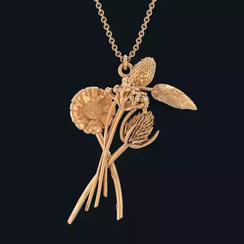 Field flowers bouquet pendant