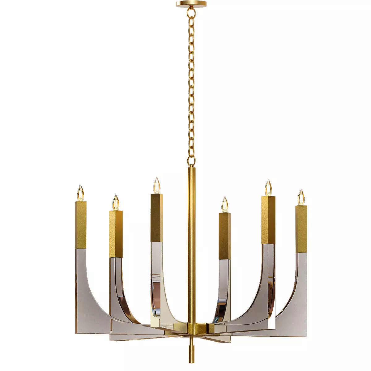 John Richard Acrylic and Brass Six Light Chandelier Large 3D model