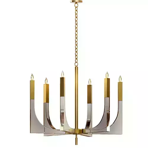 John Richard Acrylic  and Brass Six Light Chandelier Large 3D model