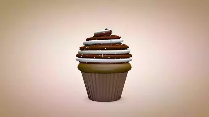 Animated Cupcake Low-poly 3D model