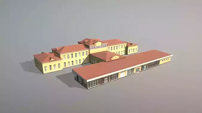Airport Terminal URKK Terminal International Low-poly 3D model