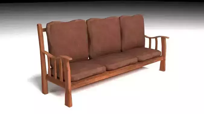 Couch leather sofa Free low-poly 3D model