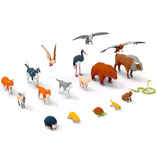 Animals lowpoly animal set Low-poly 3D model
