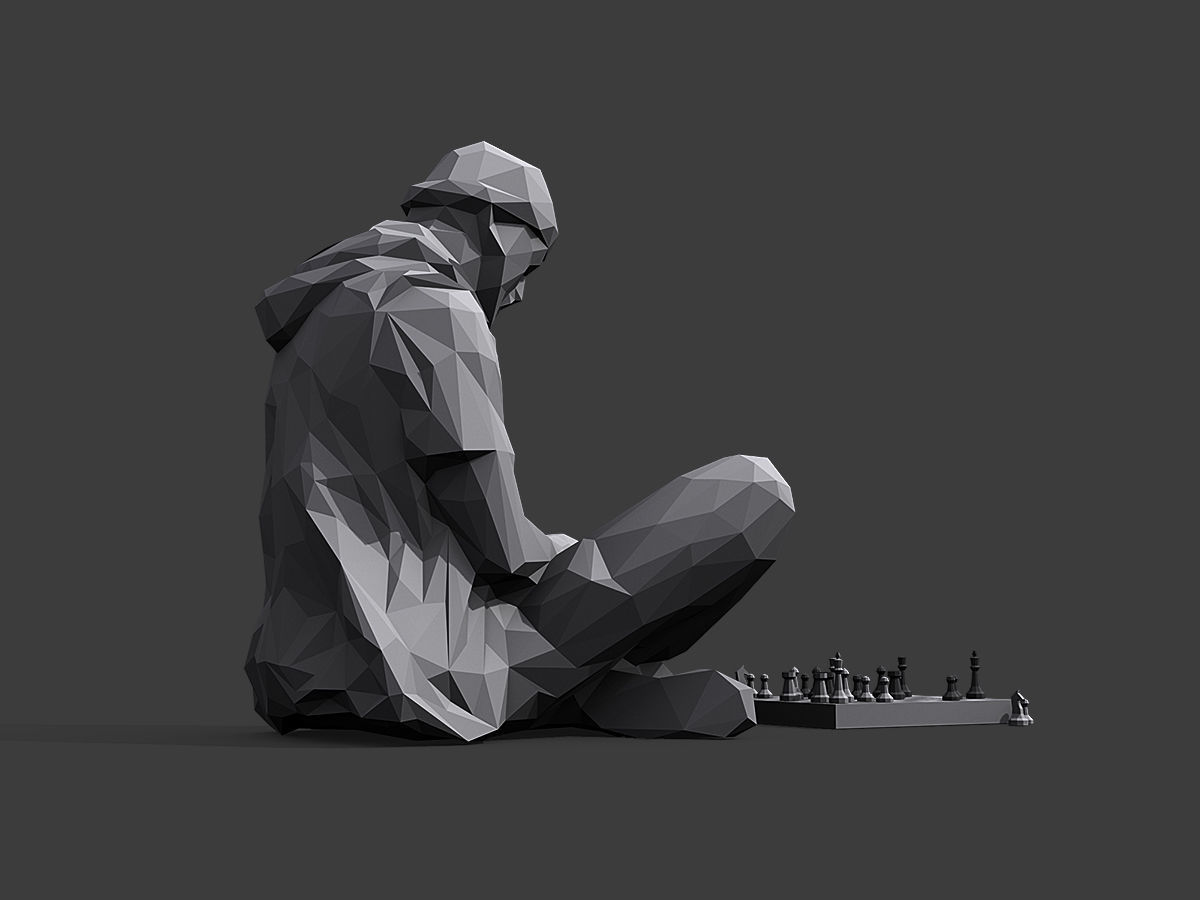 Street Chessplayer Low-poly 3D model_6
