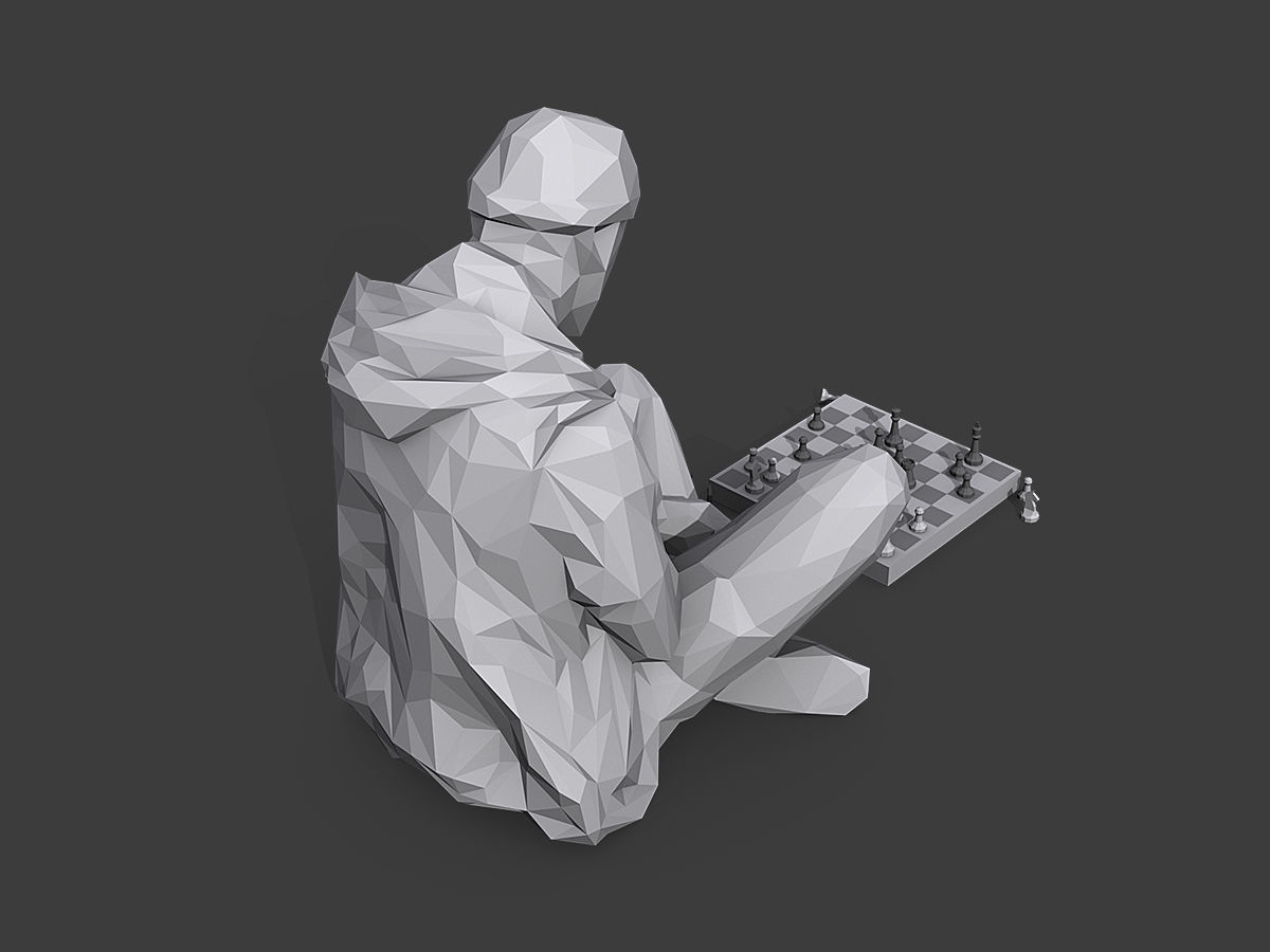Street Chessplayer Low-poly 3D model_4