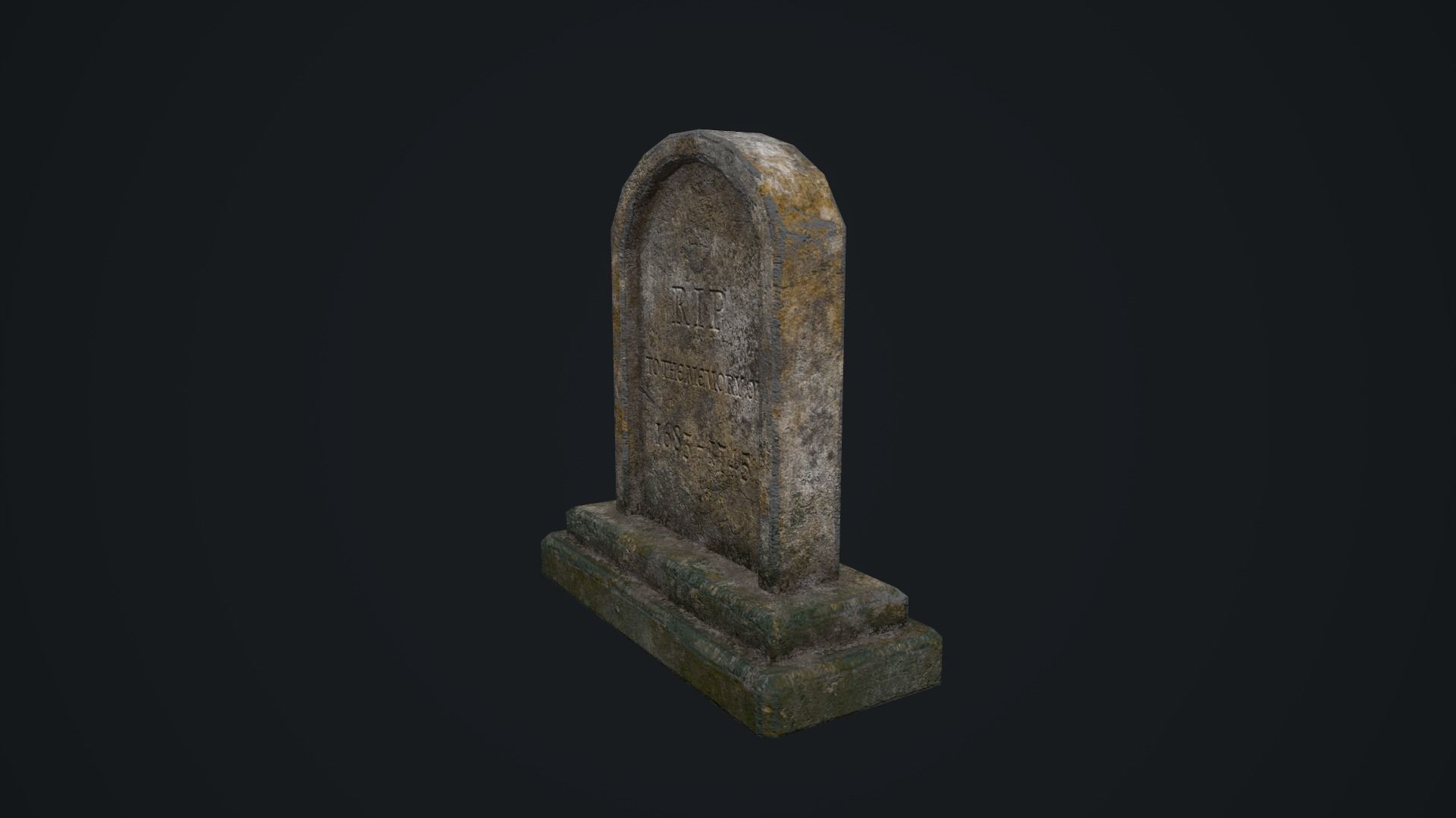 Gravestone 1 Low-poly 3D model_2