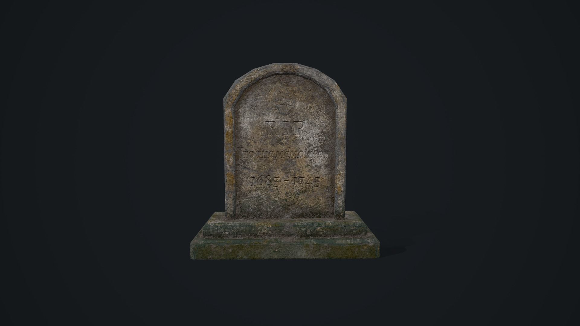 Gravestone 1 Low-poly 3D model_9