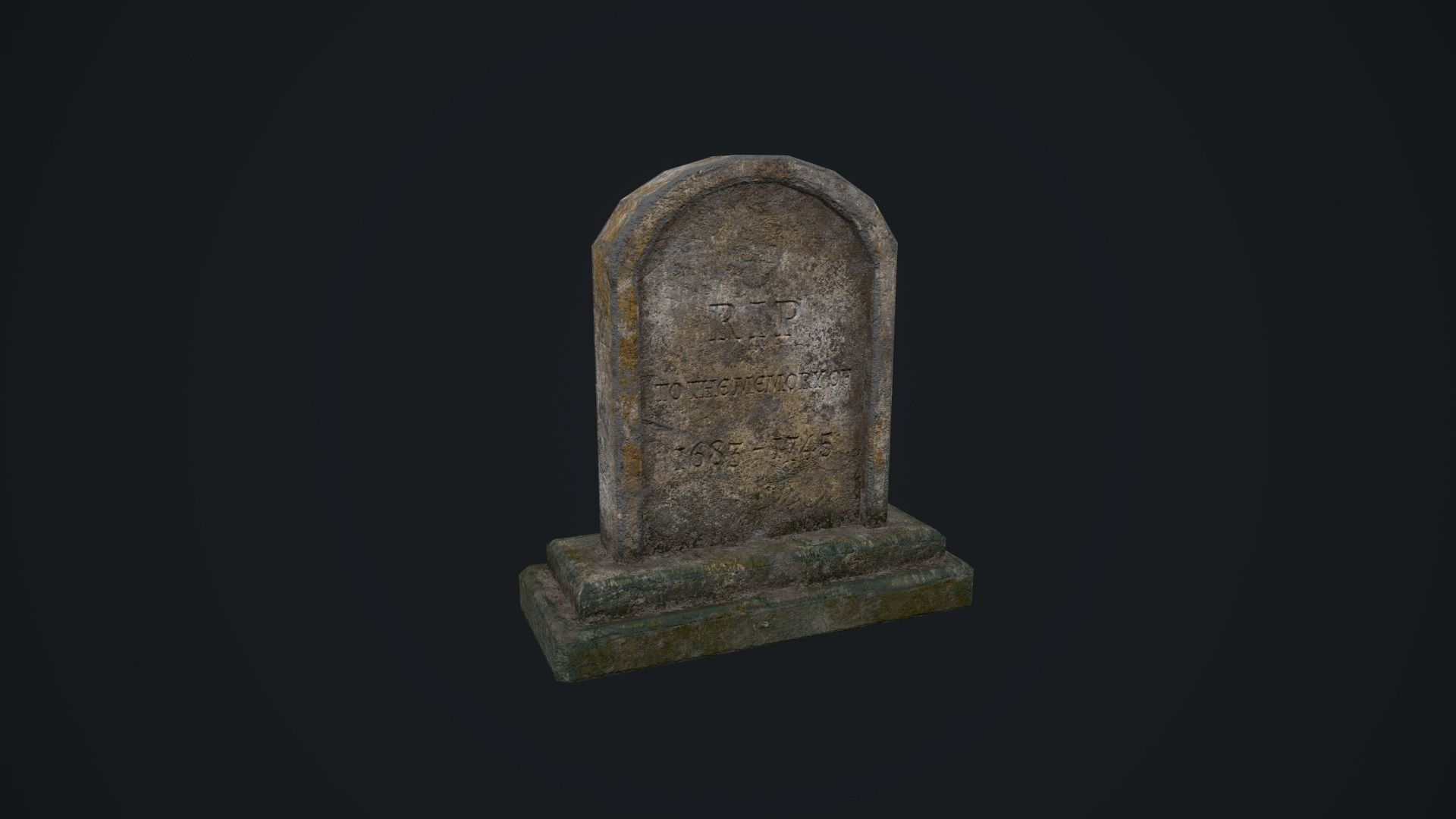 Gravestone 1 Low-poly 3D model_8