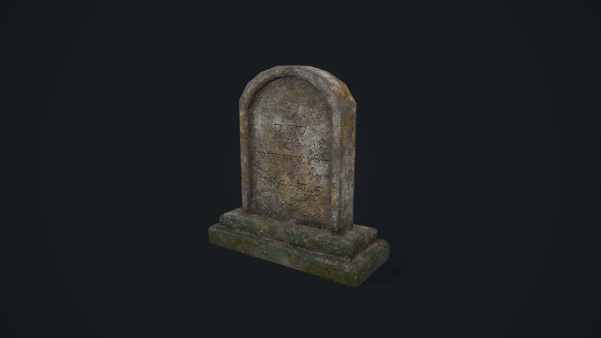Gravestone 1 Low-poly 3D model_14