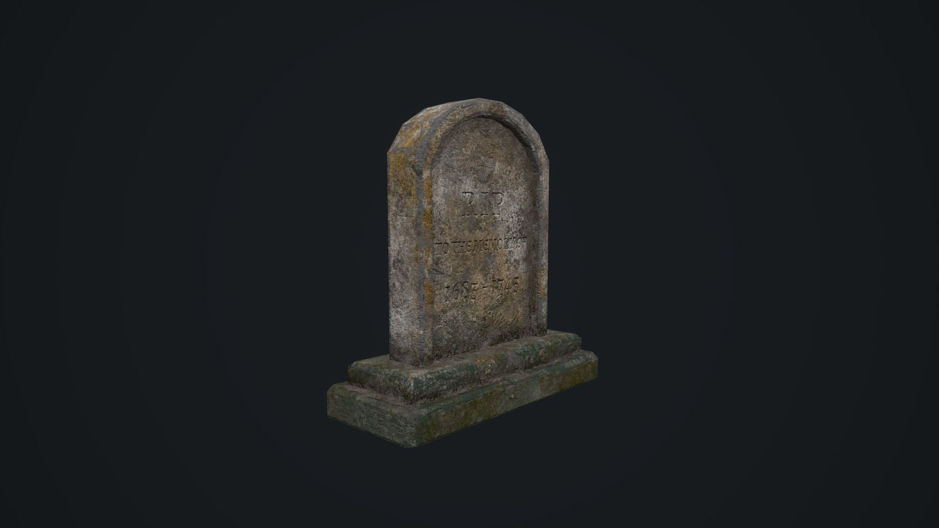 Gravestone 1 Low-poly 3D model_7